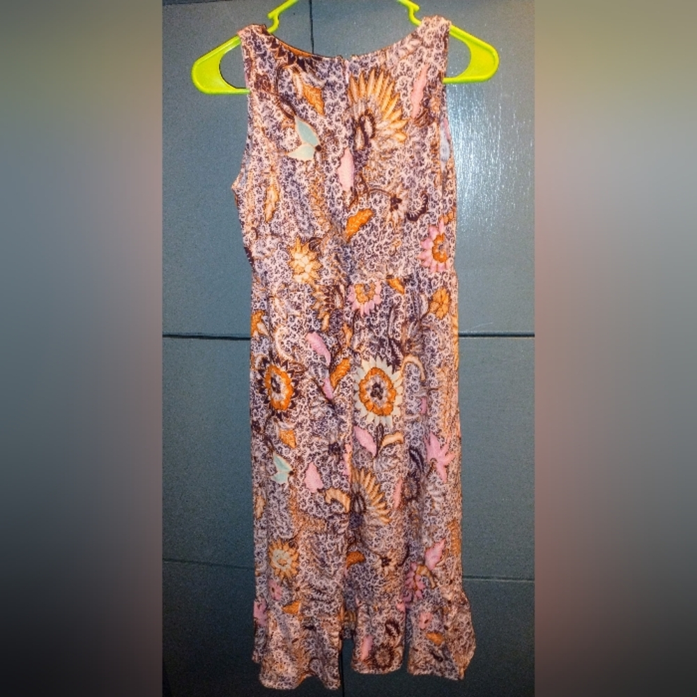 Madewell Midi Dress Lace Up Chest Ruffle Hem Bali Petal Block Print Size 2